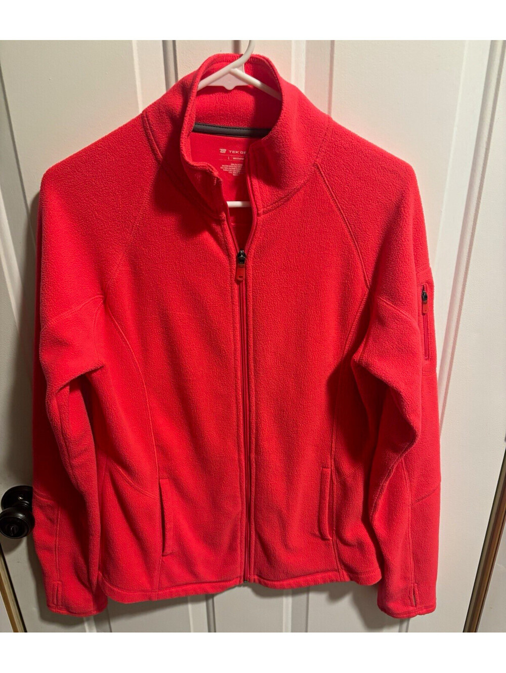 TEK GEAR Women's Full Zip Fleece Track Jacket w/ Zipped Pockets pink L